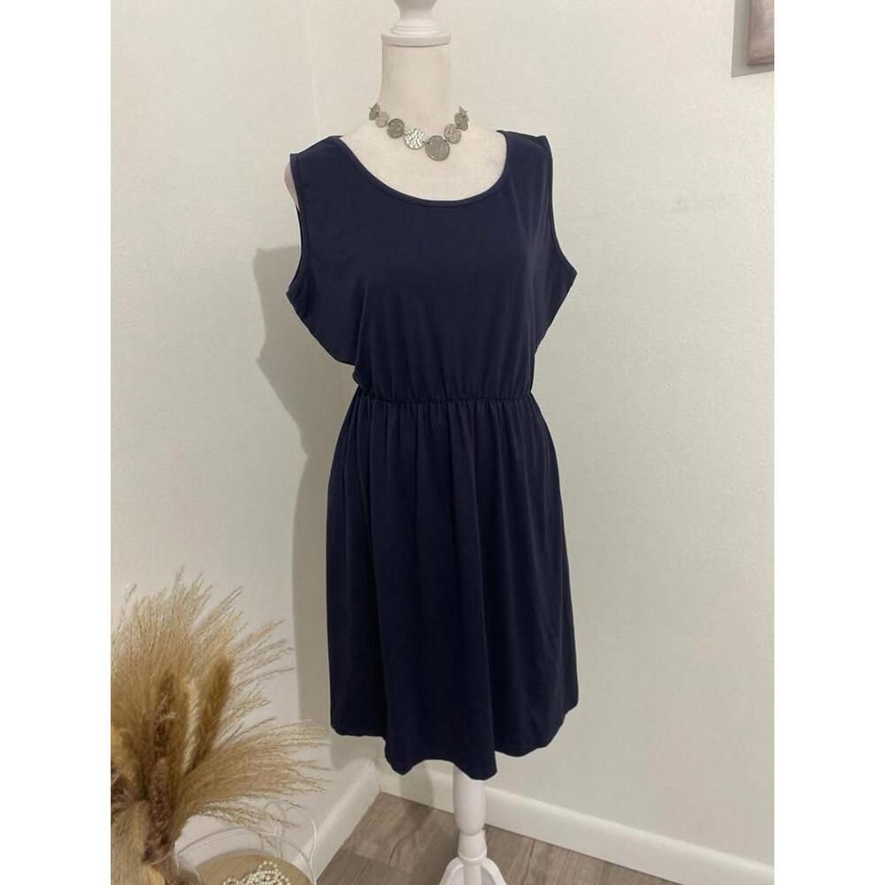 Sleeveless Navy Dress w/pockets -XL-New (0010)
